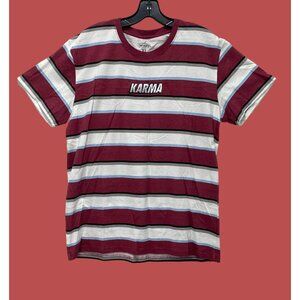 Samegang - Men's Striped Short Sleeves T-Shirt - Graphic Tee - Red/White - XL